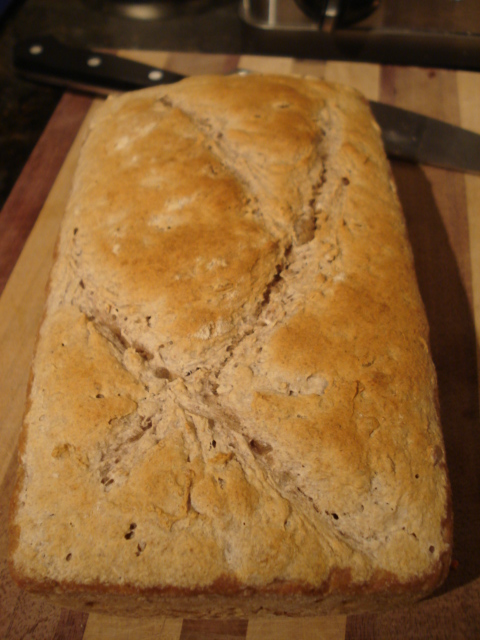 finished loaf of spelt bread