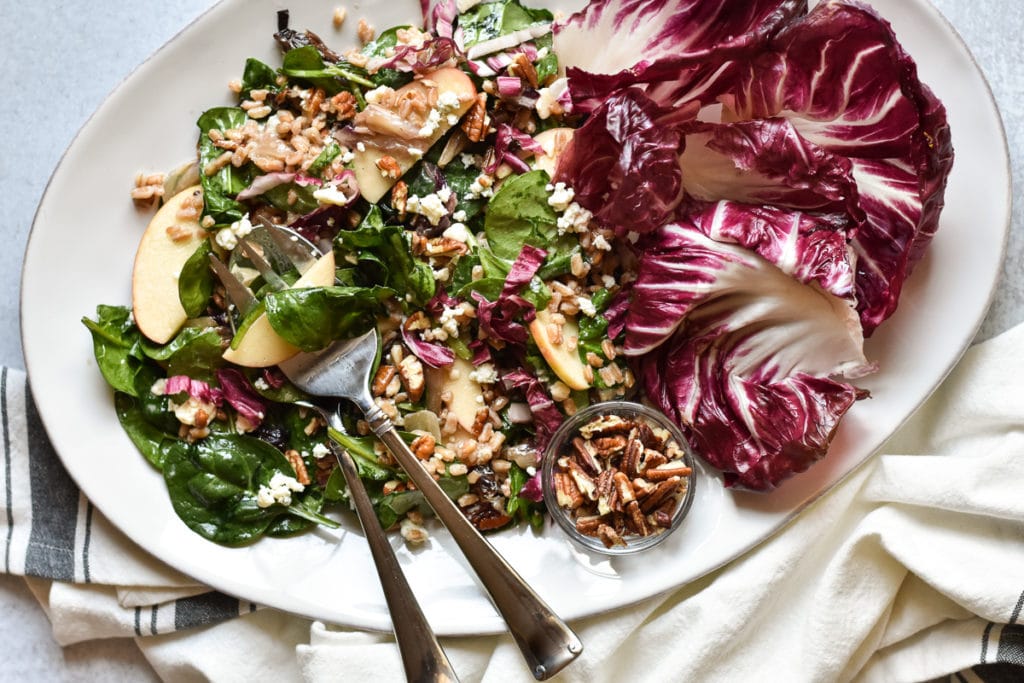 platter of radicchio and wheatberry salad