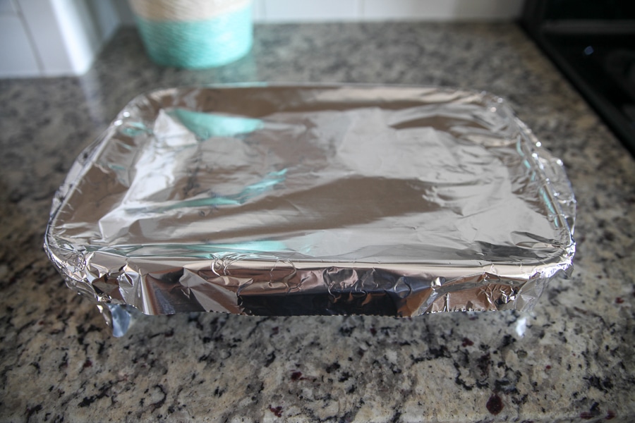 kale lasagna with tin foil