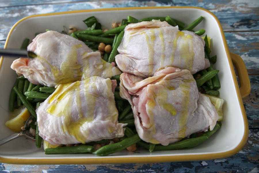 raw chicken with olive oil