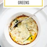 baked eggs in ramekin with graphic