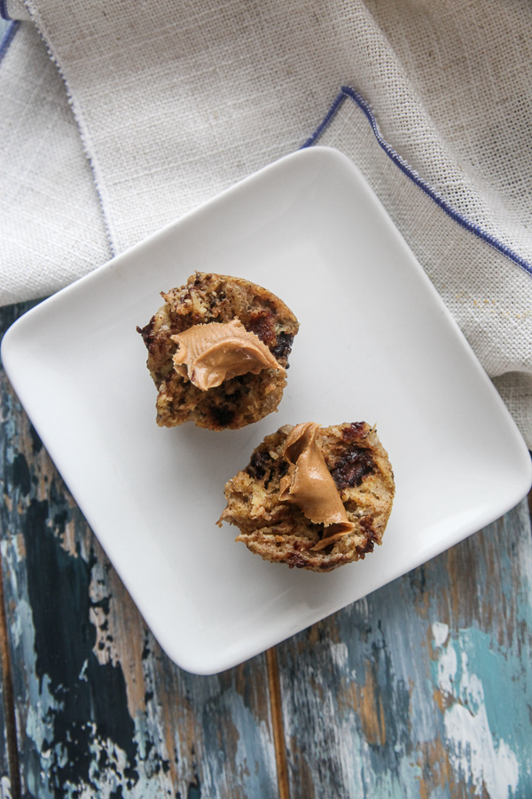 instant pot muffins with peanut butter on white plate