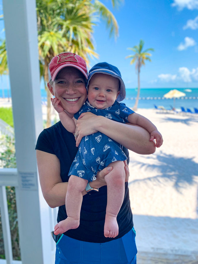 tranquility bay mom and son on beach