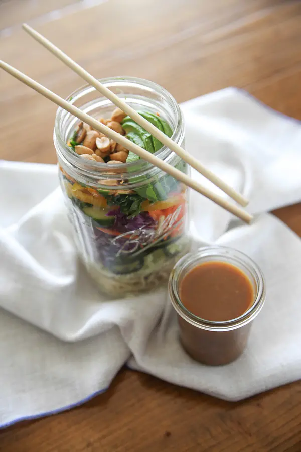 Thai crunch mason jar salad