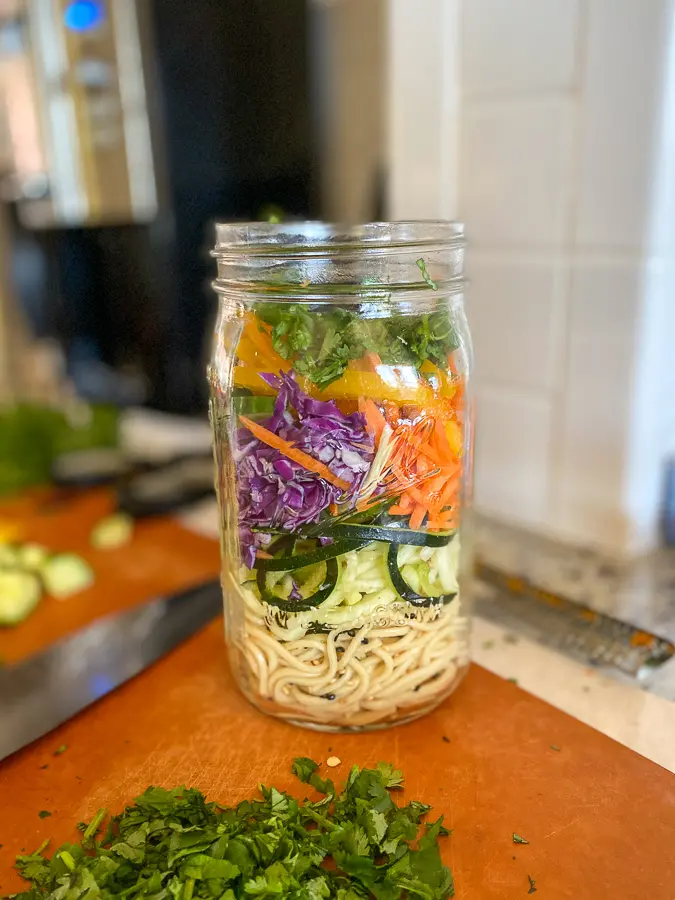 Thai crunch mason jar salad