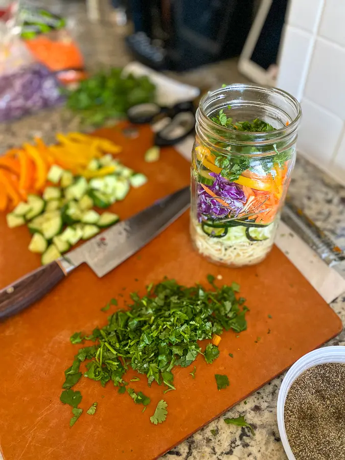 Thai crunch mason jar salad