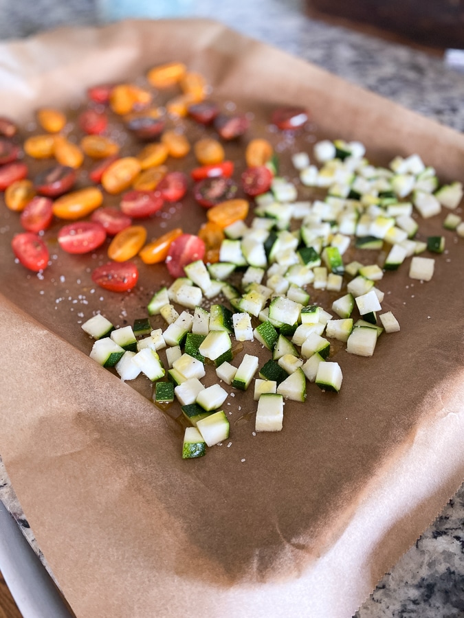 Prep Veggies, drizzle with olive oil, salt and pepper, and roast.