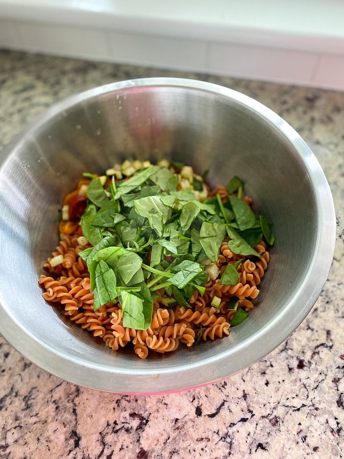pesto, spinach, fresh basil, and mozzarella