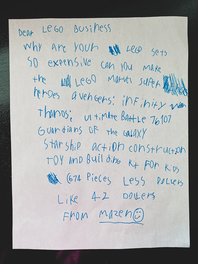 a letter to the Lego CEO