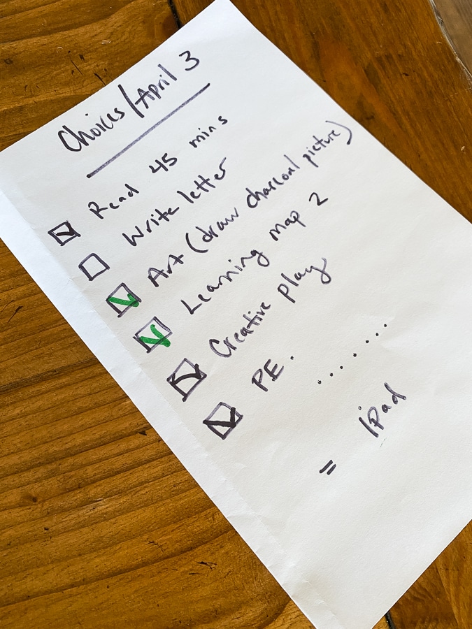 Home School checklist