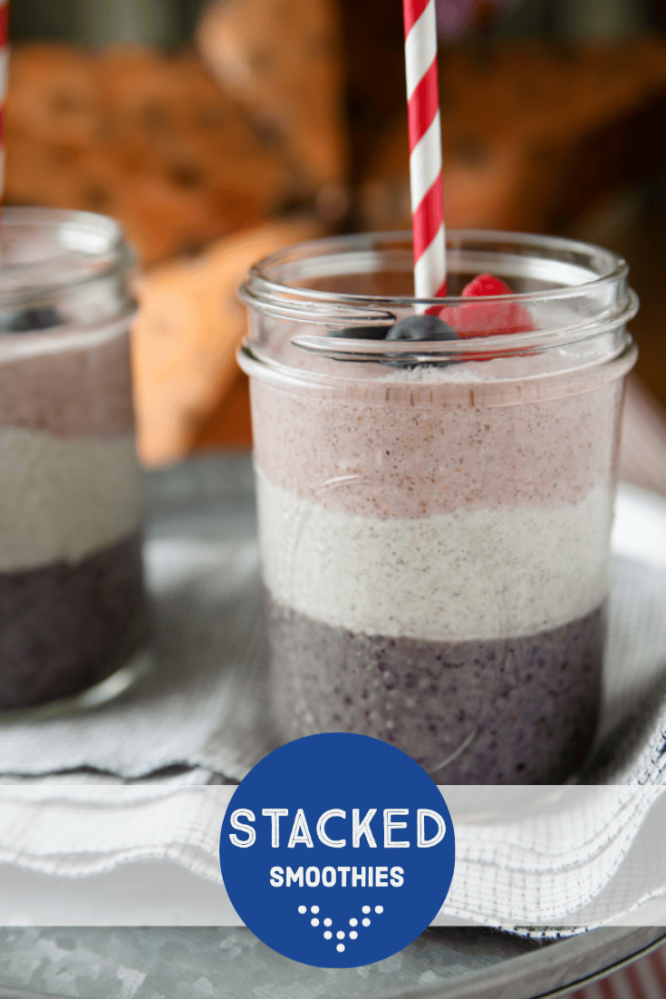 4th of July stacked smoothies