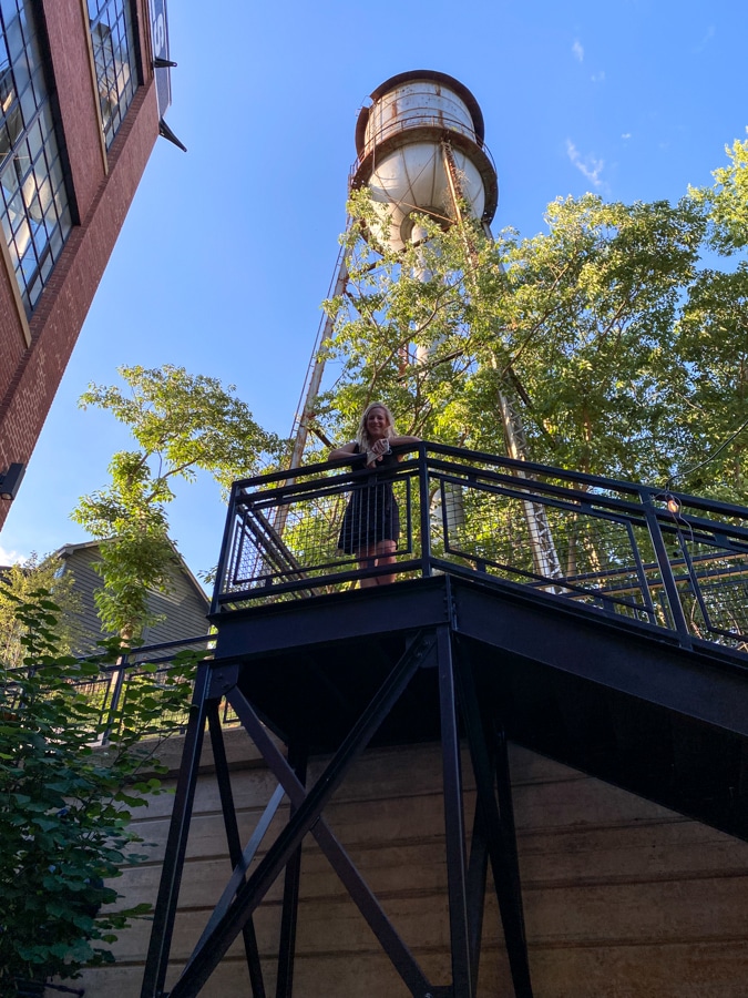 the wool factory water tower in Charlottesville's newest restaurant destination