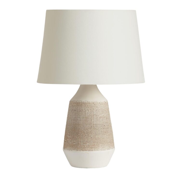 Image for White and Gray Textured Ceramic Table Lamp Base