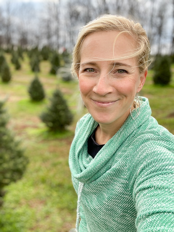 Kath at the market at grelen christmas tree farm