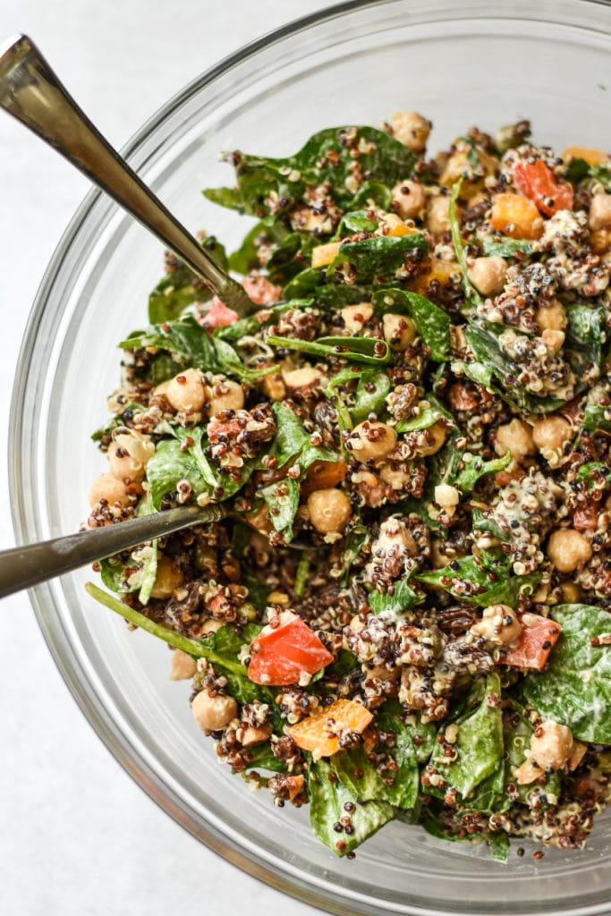 spiced moroccan salad in a big mixing bowl
