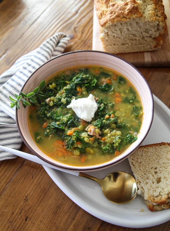 split pea soup with beer bread