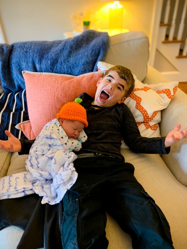 Frankenstein and his baby brother six years apart