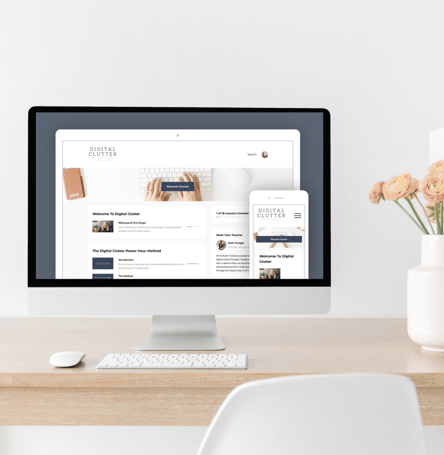 Digital Clutter Course on a computer