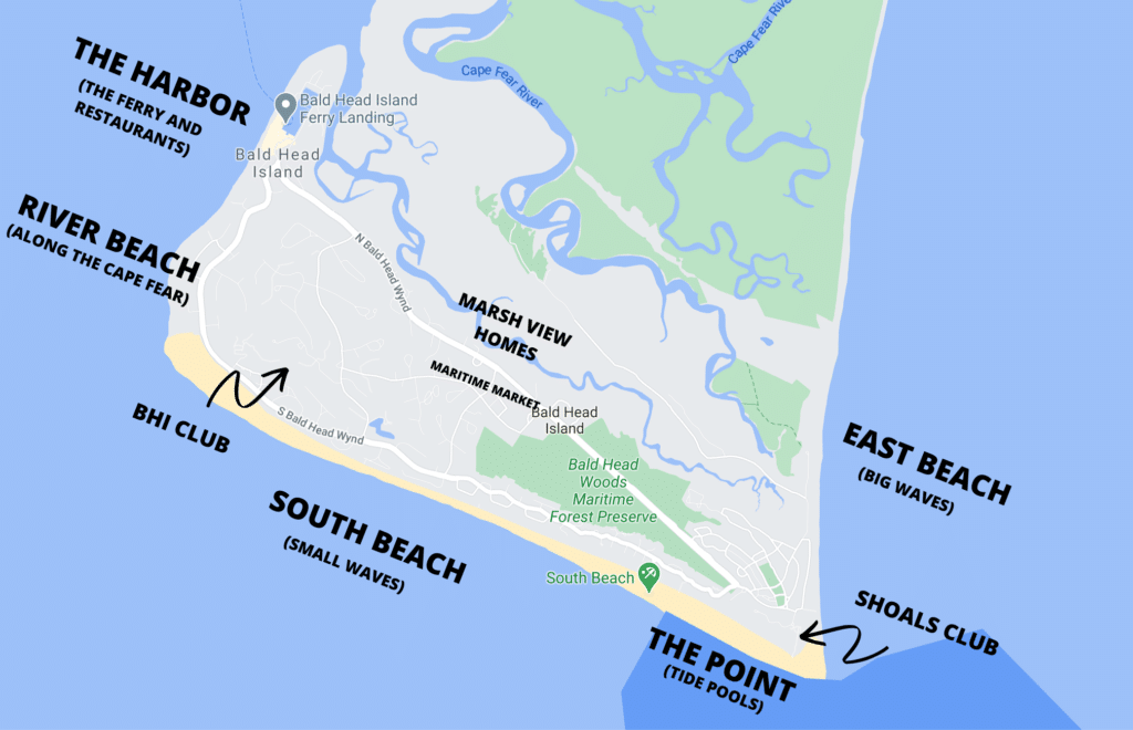 map of where to stay on bald head island