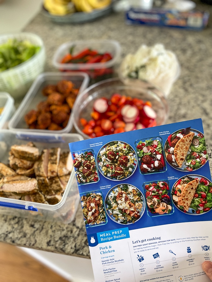 Blue Apron meal prep box instructions card