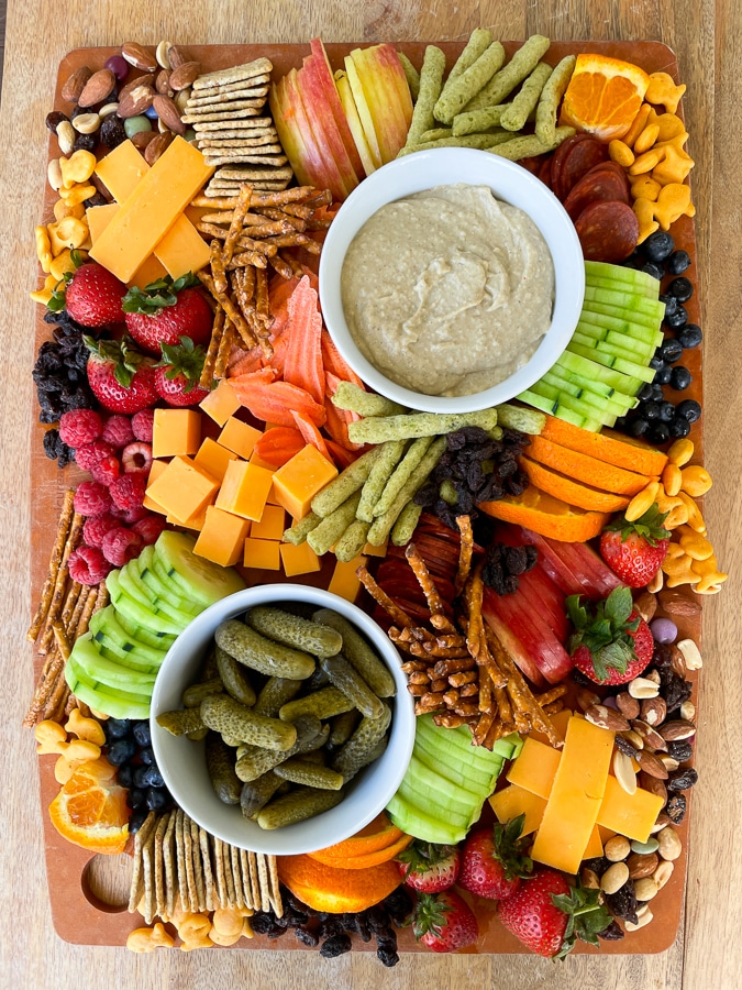 Kids Charcuterie Board with dry ingredients added