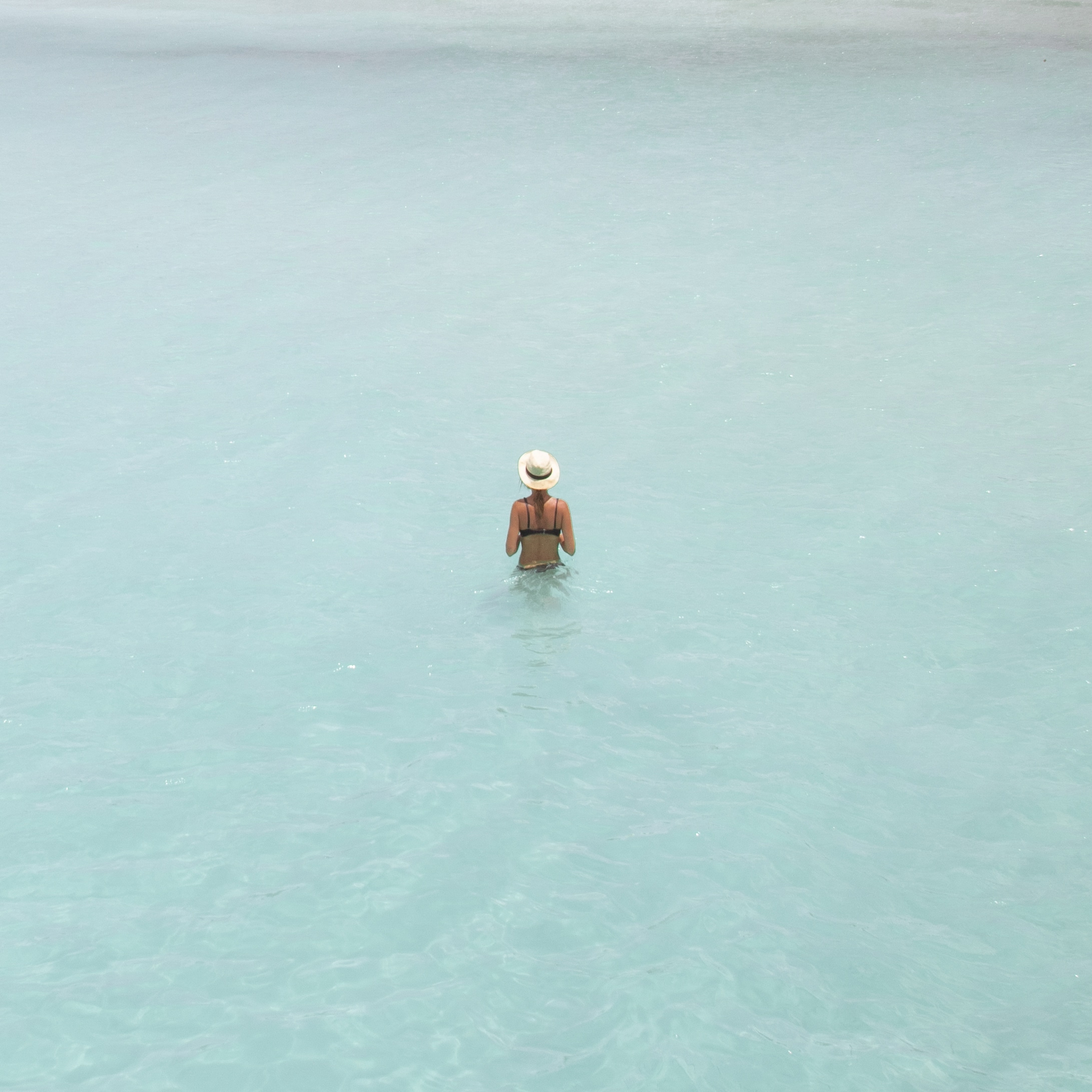 woman resting in the ocean