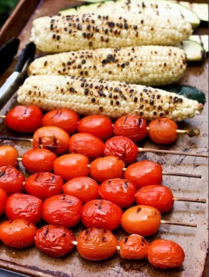 grilled tomatoes and corn