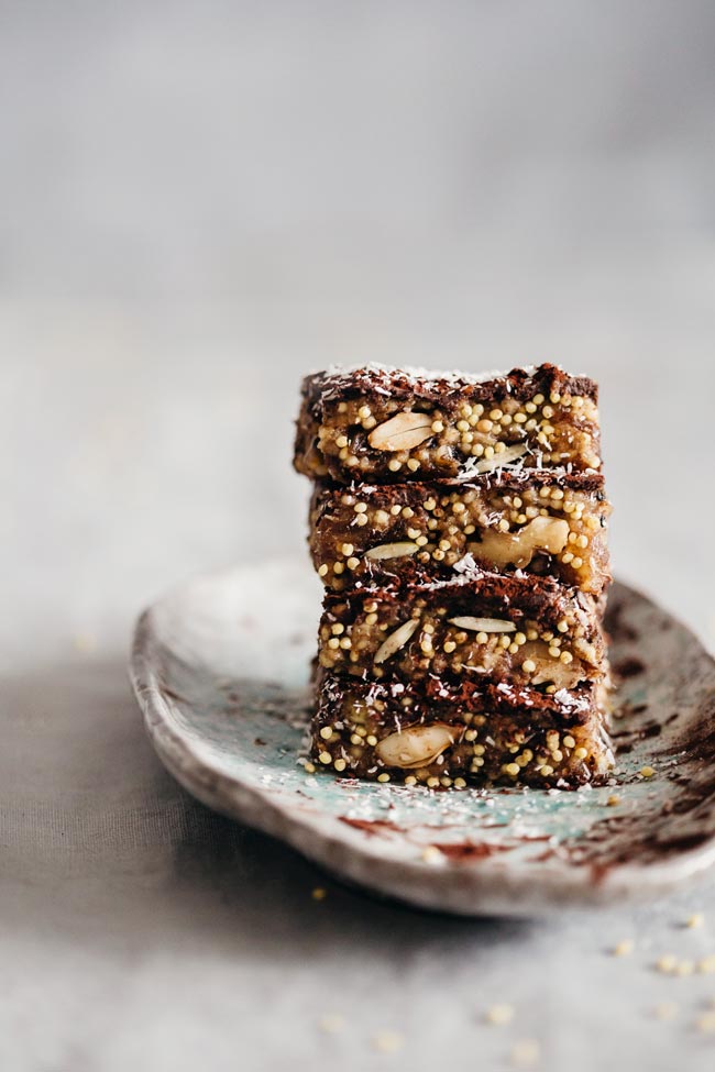 10 Healthy & Delicious Millet Recipes | Millet Chocolate Energy Bars via The Awesome Green