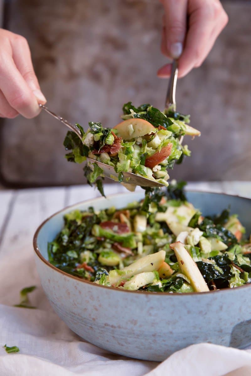Fall Salads for Thanksgiving: Shredded Brussels Spouts & Kale Salad