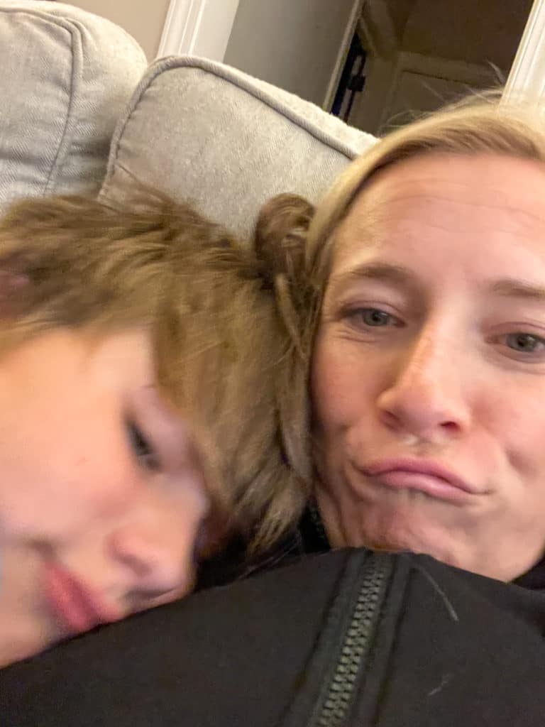 mom and son snuggling in the couch - Whats New in Food + Life
