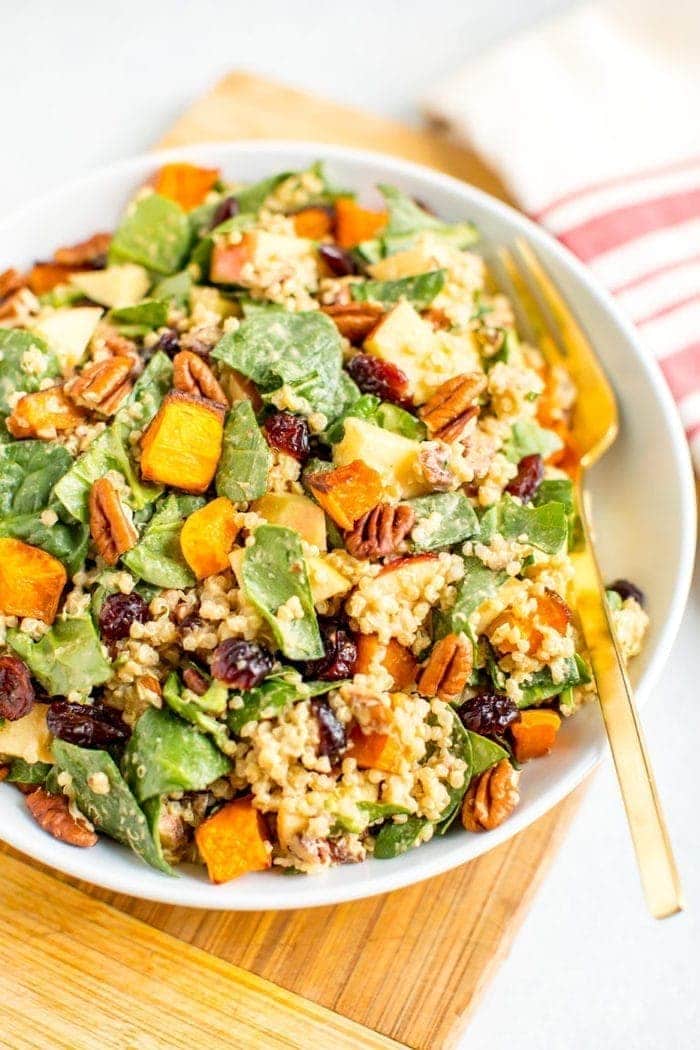 Fall Salads for Thanksgiving: Quinoa Spinach Salad