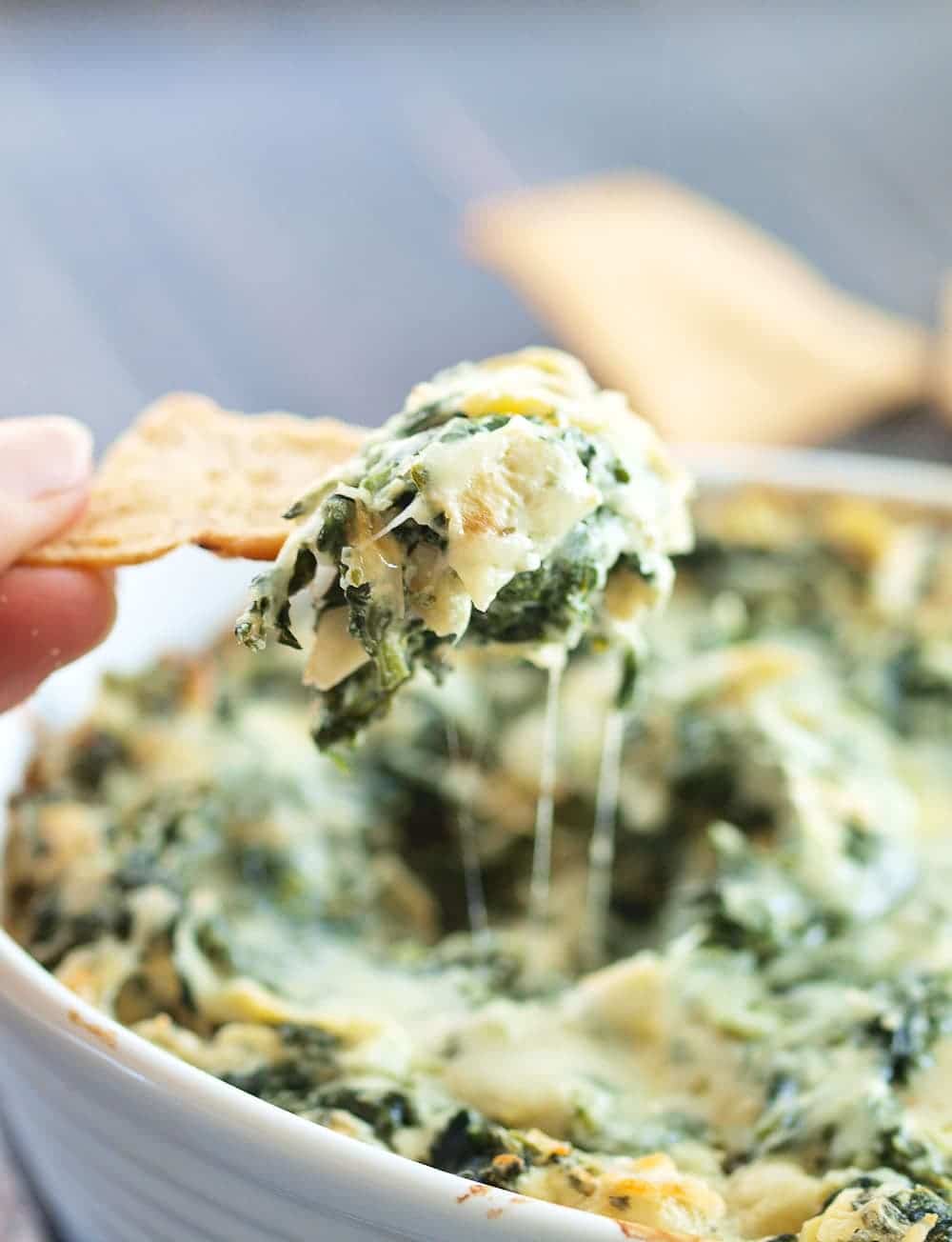 warm snacks for cold days: spinach artichoke dip