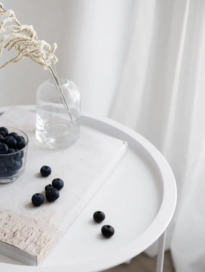 blueberries on a white tray