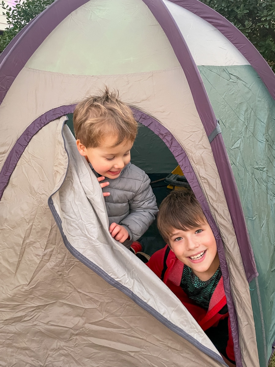 kids in a tent