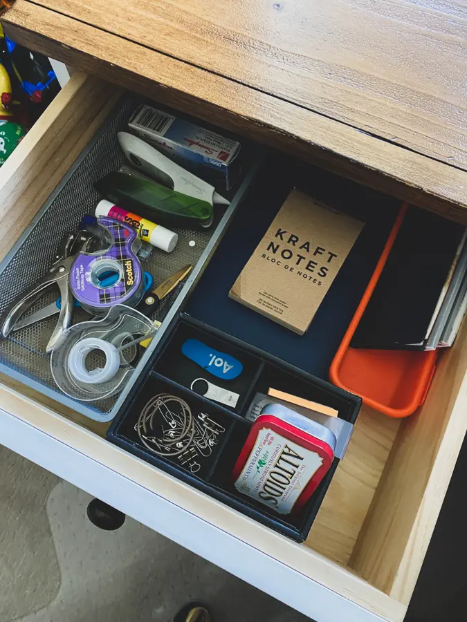 organized office drawer | 20 Home Organization Essentials