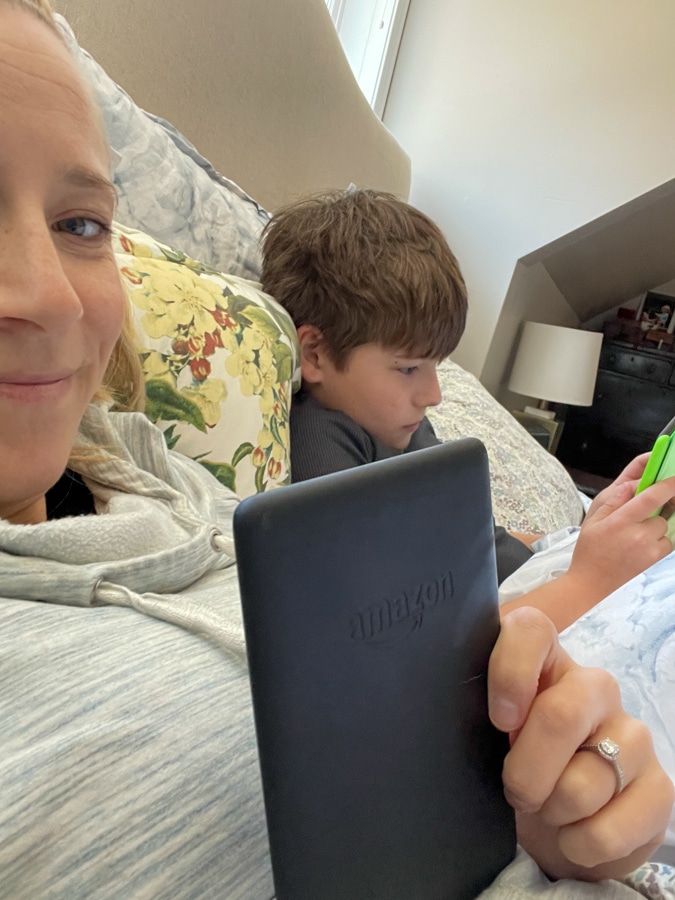 mom and son reading on kindles | Instagram vs Reality