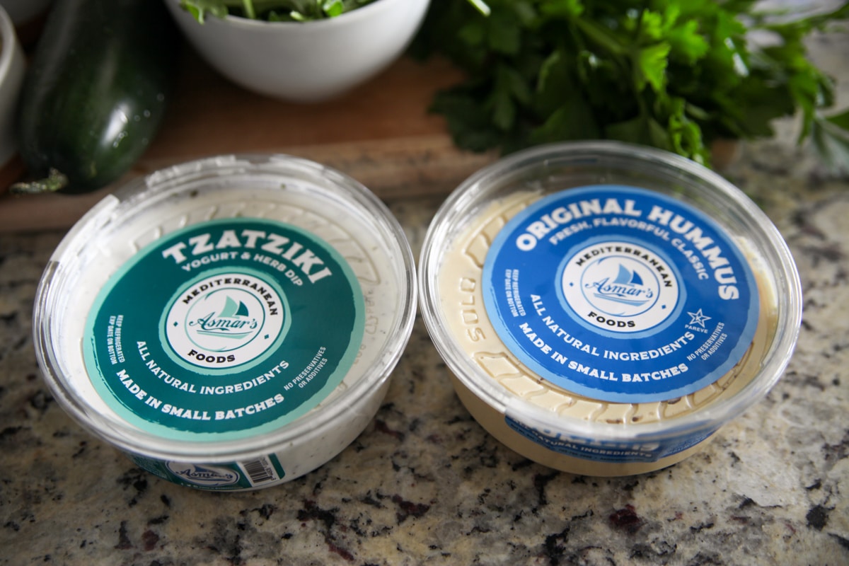 Buy pre-made hummus + tzatziki&nbsp;