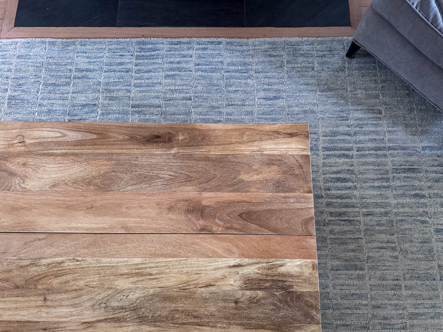 Coffee Table and blue rug
