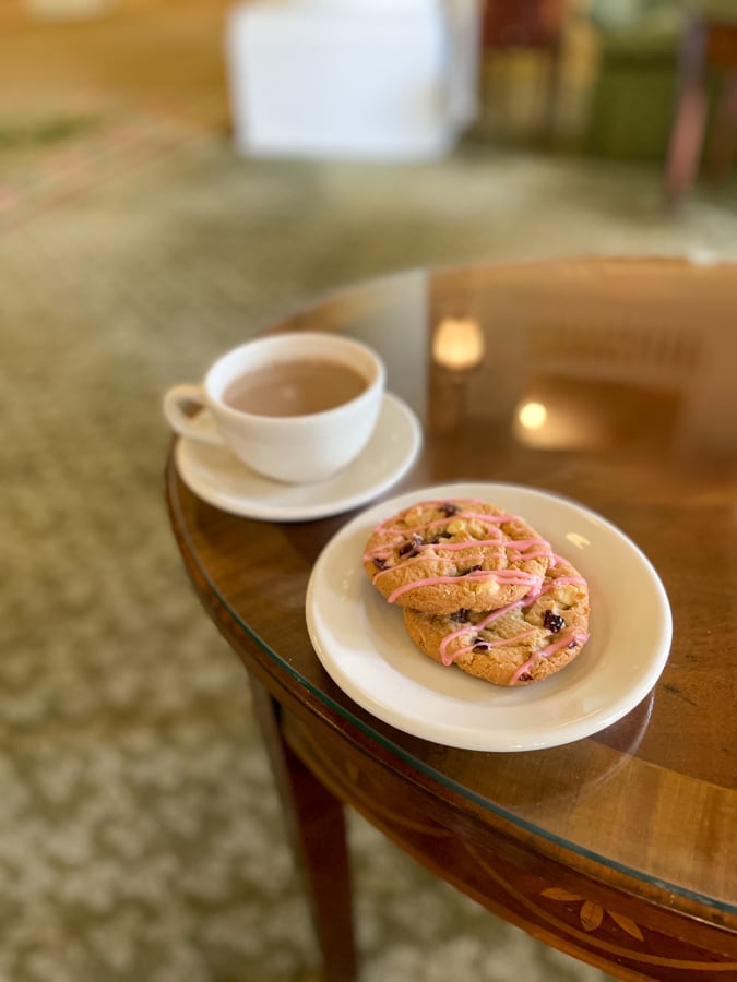 The Homestead complimentary tea and cookies
