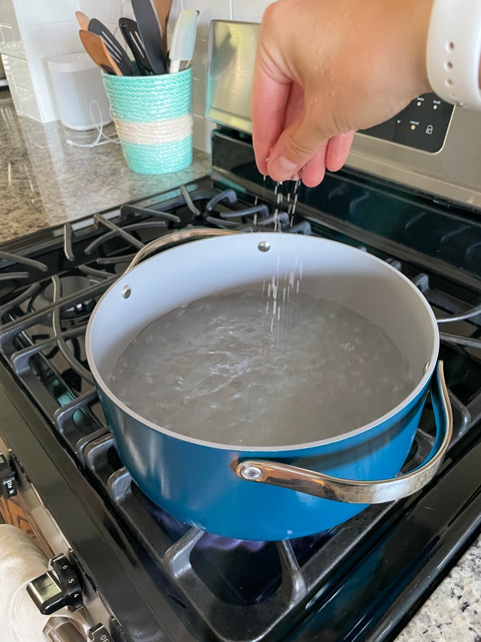 boiling water in pot