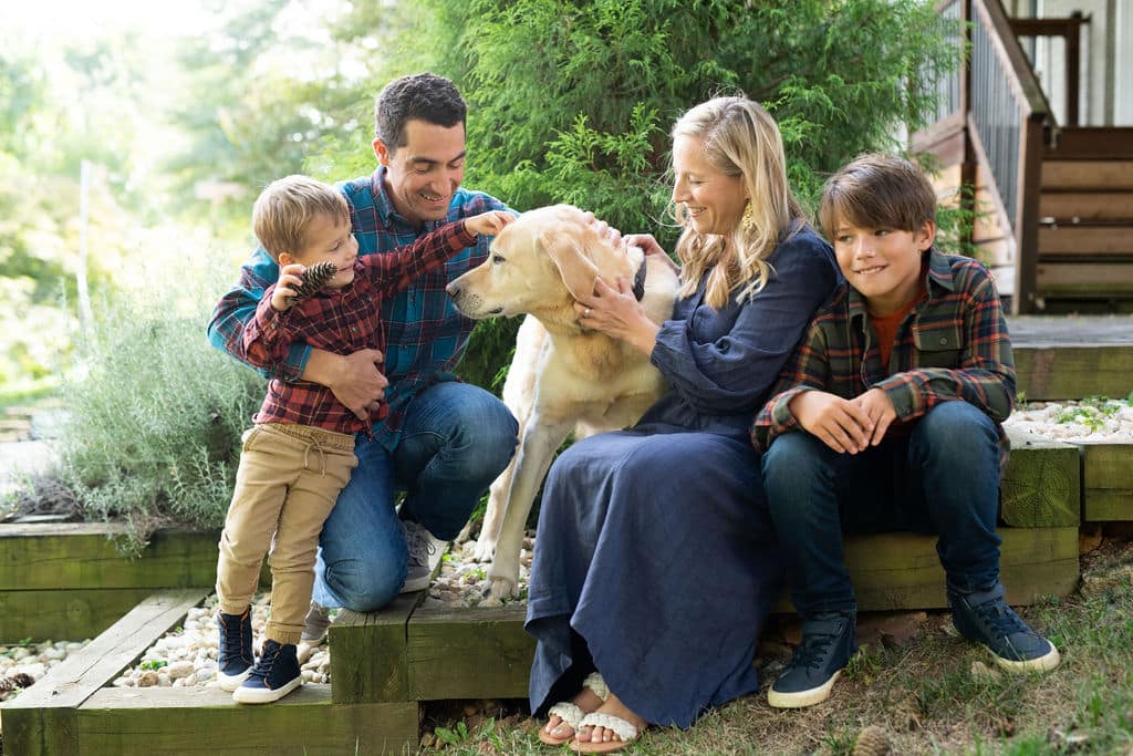 family with dog photoshoot