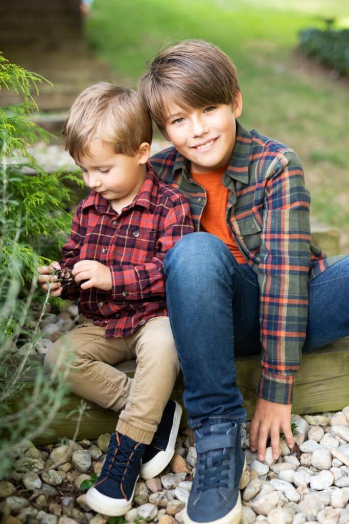 two little brothers wearing plaid