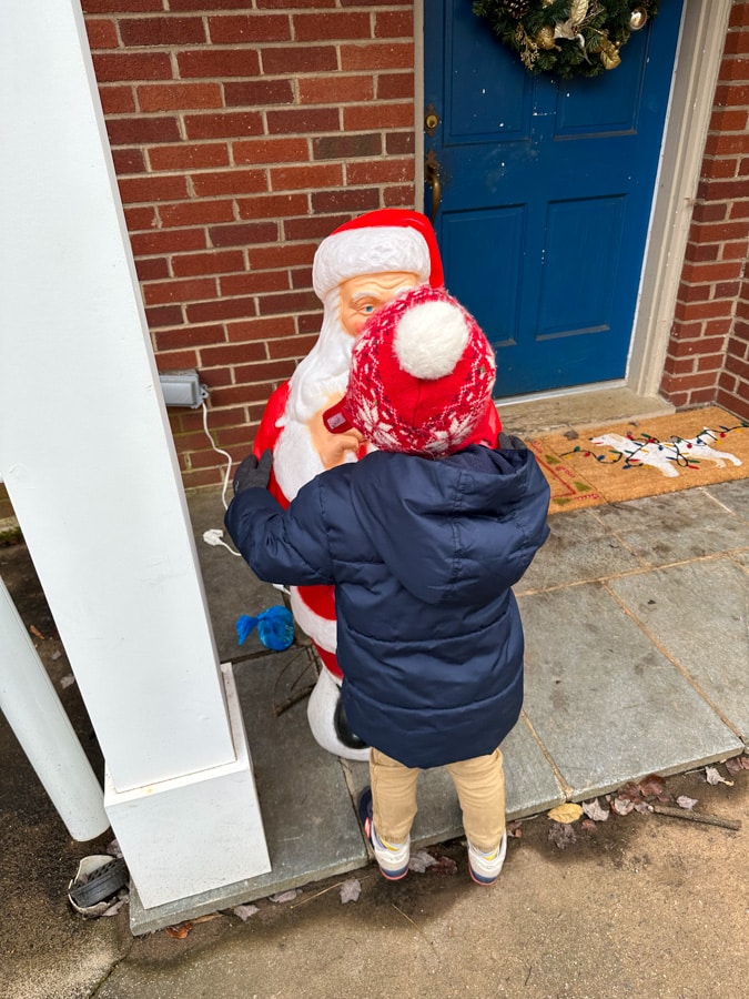 Birchie kissing santa claus