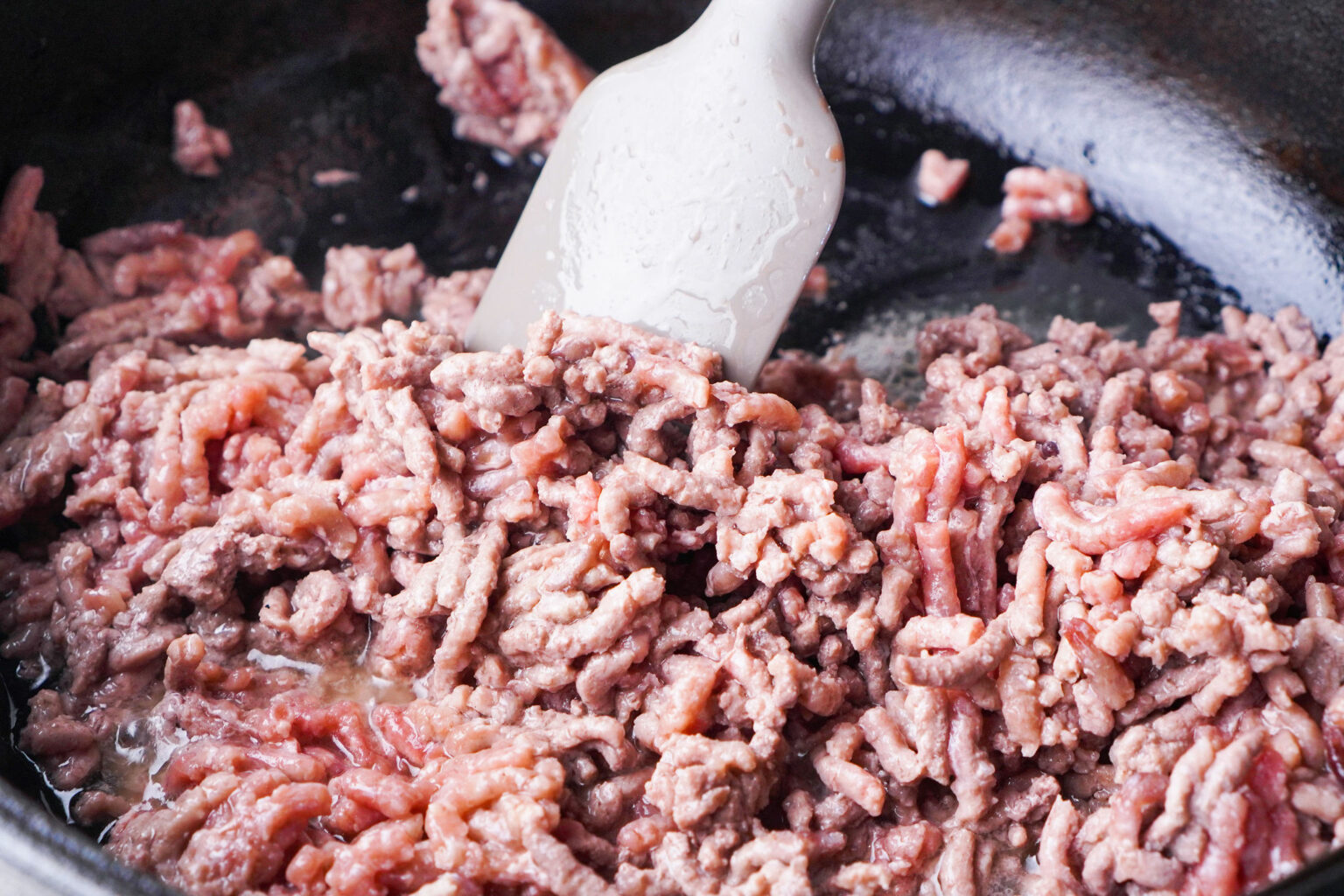 cooking ground beef in skillet