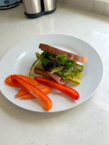 sandwich and veggies