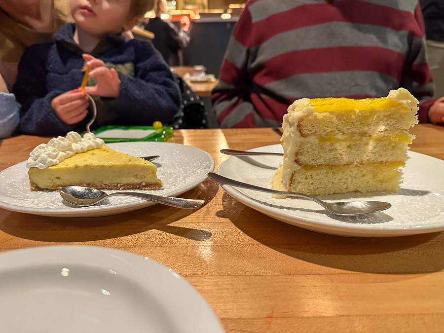 Lemon cake and key lime pie