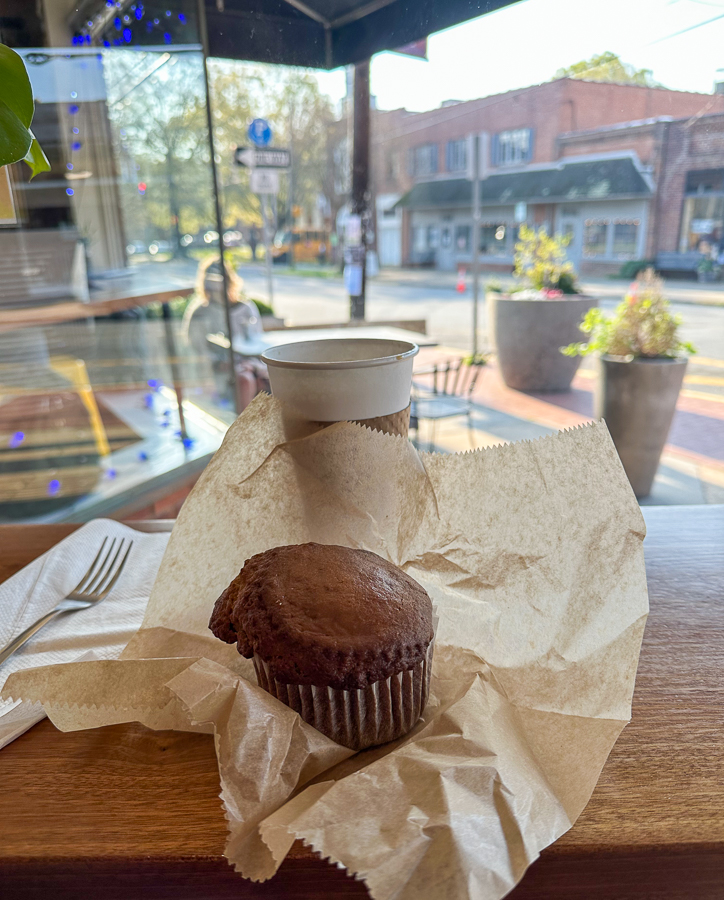Cup-a-Joe coffee and muffin