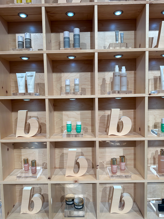 Beautycounter products on shelves