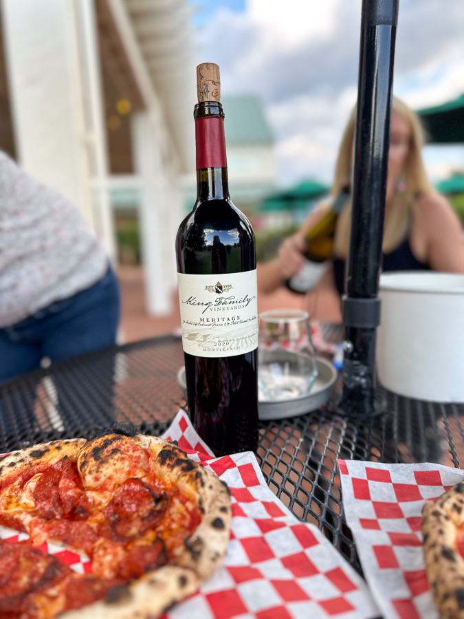 red wine and pizza