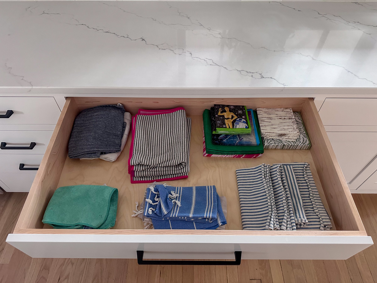 Linens Drawer | Ideas For Organizing Kitchen Drawers